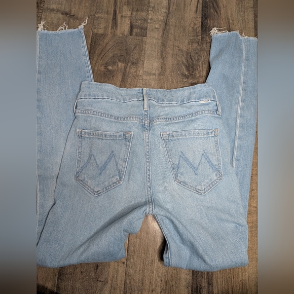 MOTHER The Looker Ankle Fray High Rise Skinny Jeans Hold My Hand 24 - Picture 5 of 10